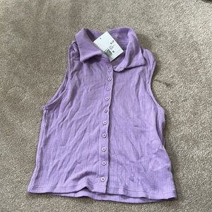 Iilac purple summer button up